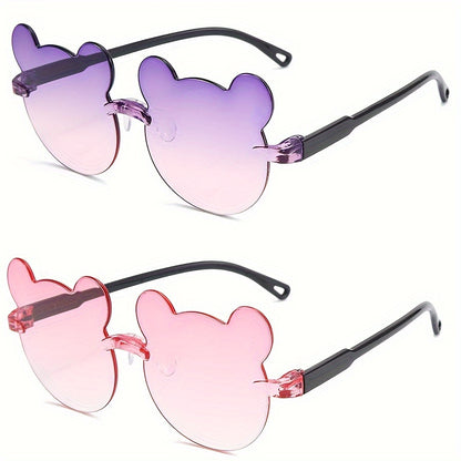 2 bear ear fashion glasses for teens in mixed color PC frame, perfect for New Year, Valentine's Day, and carnival gifts.