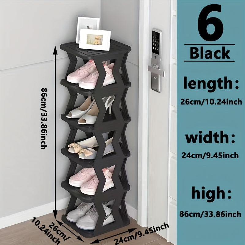 Folding Shoe Organizer with Multiple Tiers, Free-Standing Plastic Drying Rack for Home and Dorm Use. Ideal for Indoor Entryway Storage and Drying Shoes.