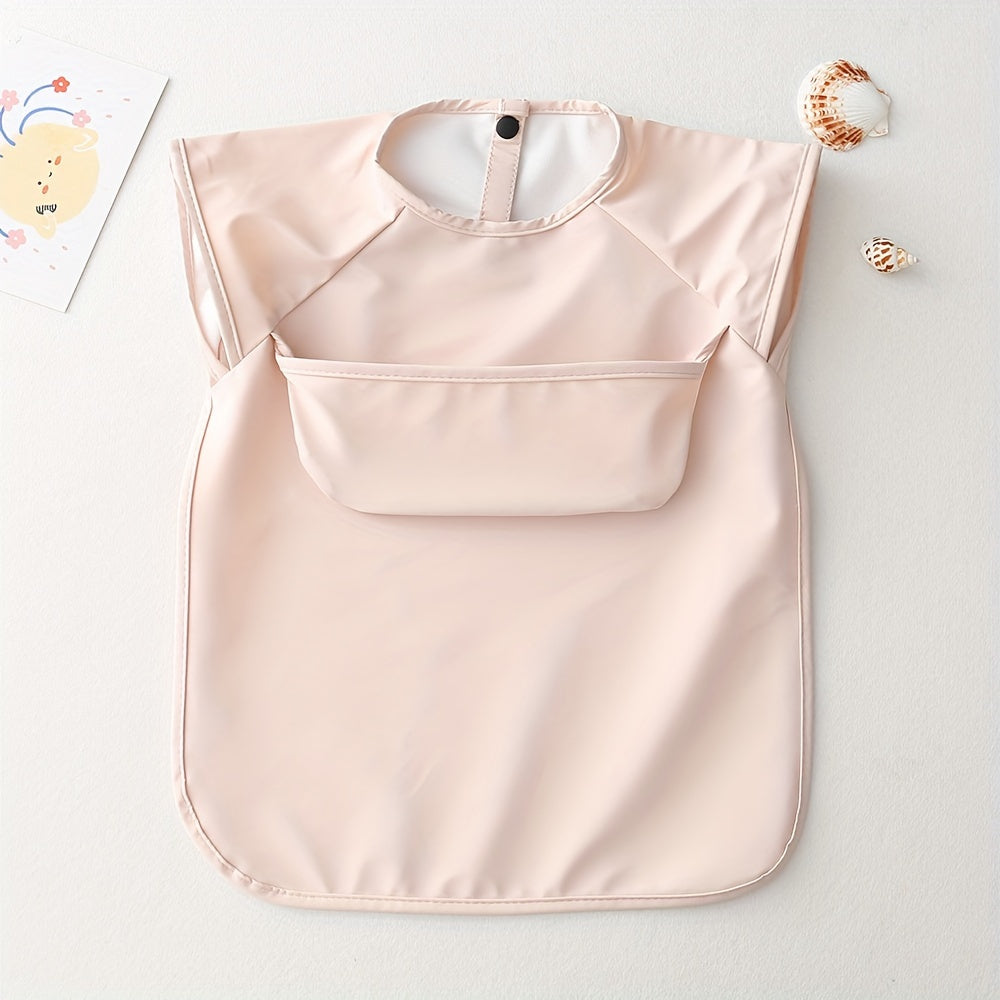 Comfortable Waterproof Solid Color Bib with Sleeveless Reverse Wear Design, Ideal for Eating and Feeding