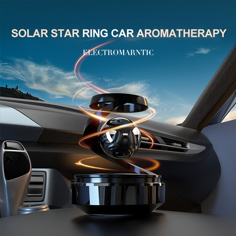 Solar energy rotating star ring ornament with high-end jewelry featuring long-lasting solid fragrance tablets.