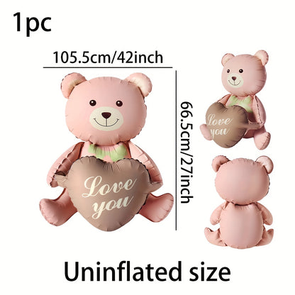 1 piece of 42-inch Ins Style Heart-hugging Teddy Balloons for Valentine's Day, Weddings, and Bridal Showers.