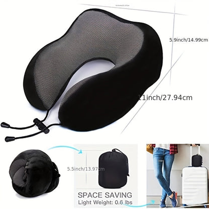 1-Piece U-Shaped Memory Foam Neck Pillow for Soft and Comfortable Travel Support, Perfect for Airplanes and Cervical Travel Comfort