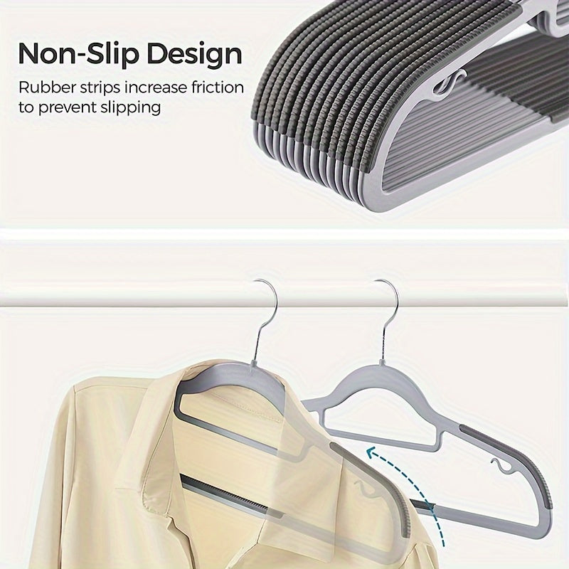 Set of 10 Strong Plastic Hangers with Grip Grooves and Corner Protection - Perfect for Keeping Your Closet Neat and Organized, Great for Air Drying Clothes