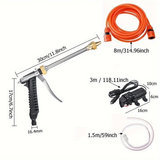 Легкое подключение, мощный портативный электрический комплект для мойки под давлением 12В - 70Вт, 160 PSI с шлангом 7,01 м и интерфейсом для подключения к автомобилю для очистки дома, автомобиля и сада