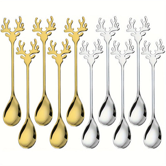 Reindeer Coffee Spoons - Add a festive touch to your Christmas mornings with these stainless steel utensils.