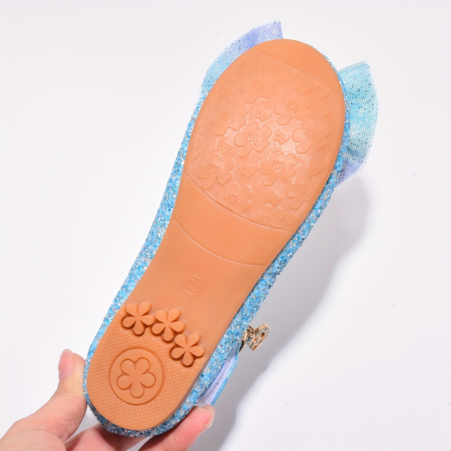 New blue crystal shoes for girls, perfect for little princesses with soft soles.