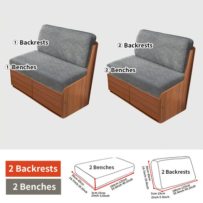 Boho style 2PC RV sofa cover set for comfortable, easy-to-install protection against dust and pet scratching. Machine washable and suitable for sofas, RVs, and camper decor. Includes backrest and bench cushion cover.