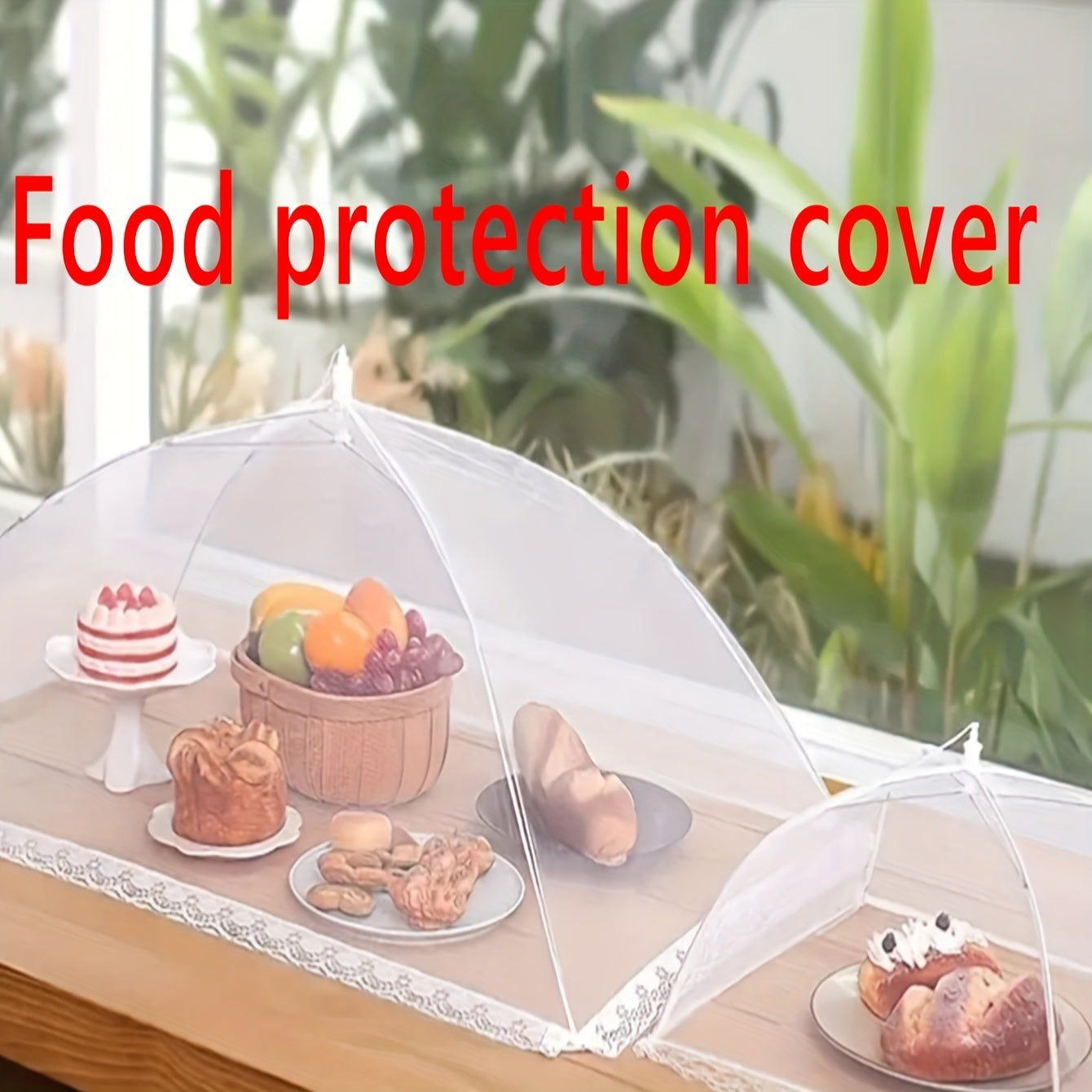 1pc Foldable Insect-proof Food Cover, Dust-proof Large White Cover with Lace Design, Ideal for Outdoor Gatherings, Picnics, Barbecues, Camping, Kitchen Organization, and Storage.