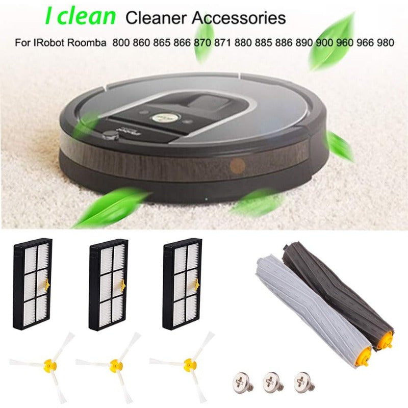 Long-lasting plastic vacuum accessories compatible with iRobot models 980, 960, 880, 870, 860, and 805 - includes 8 replacement parts