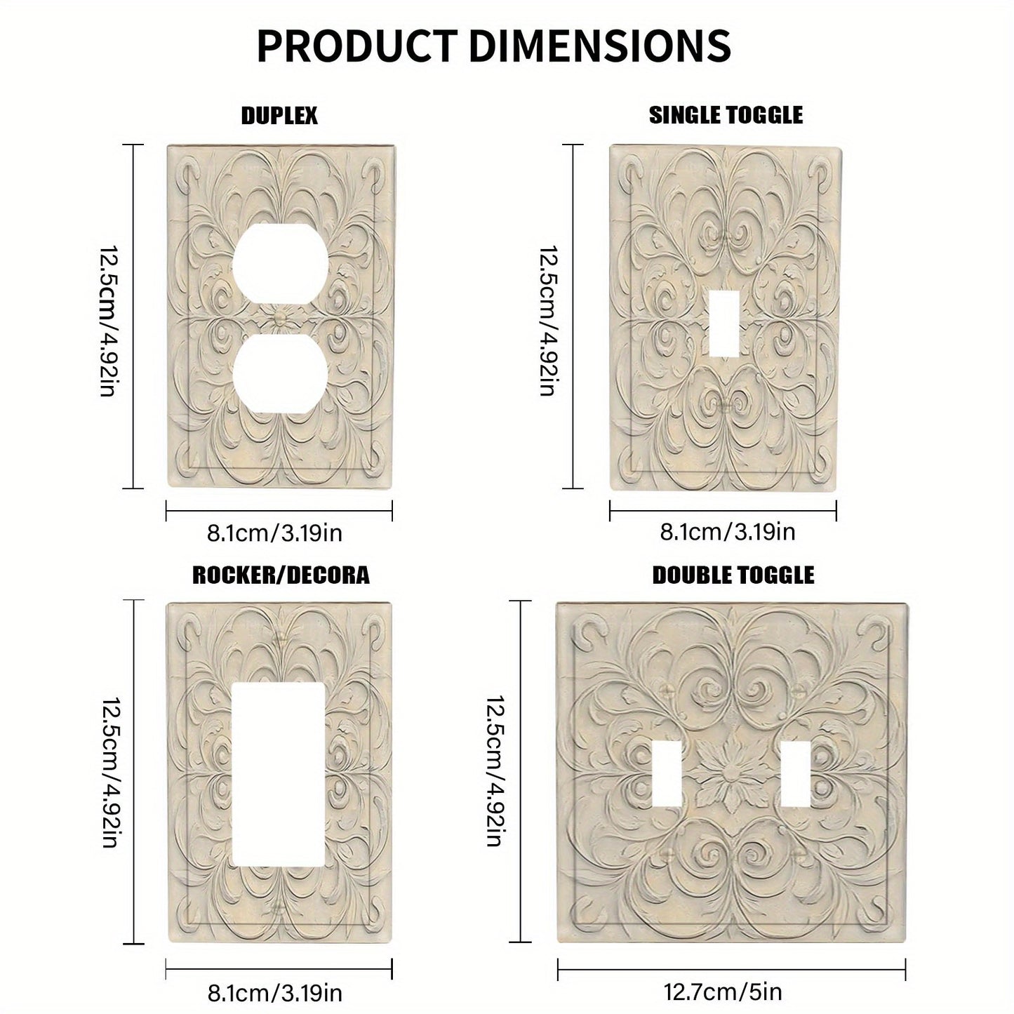 Art Deco Style Wall Plate Cover for Kitchen and Home Office Decor; Reusable, Easy to Install, and Durable with French Pattern Chic Design.