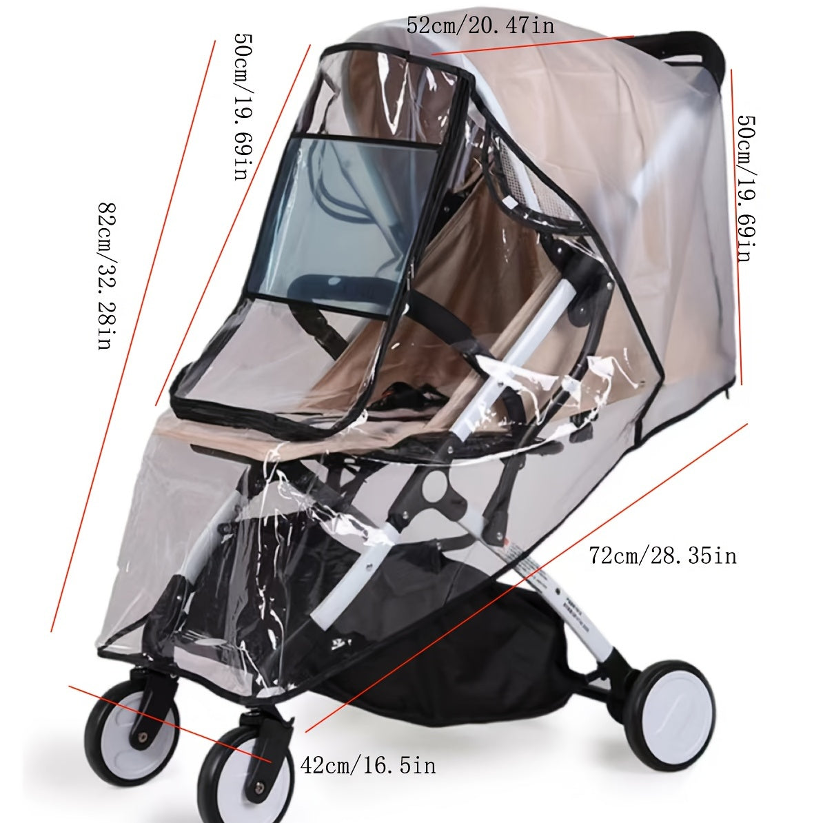 Protect your baby from the elements with a breathable, windproof, and rainproof cover for your stroller. This cover features a U-shaped zipper door and side ventilation for easy access and airflow. Suitable for use in all seasons, it will keep your