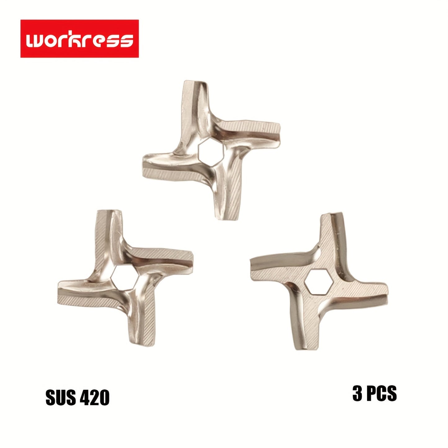 Stainless Steel Meat Grinder Knife Set of 3 Blades Replacement Spare Parts for Moulinex HV3 HV4, Vitek VS010, VT 3610, and VT 3611