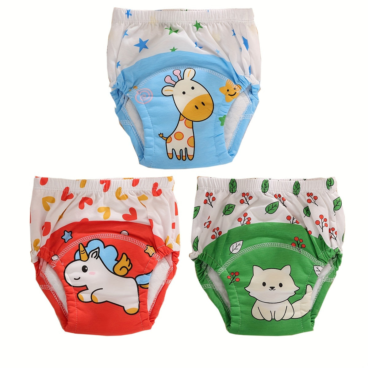 Set of 3 Washable Training Pants for Kids - 6-Layer Thick Cloth Diapers, All-Season Learning Pants for Children