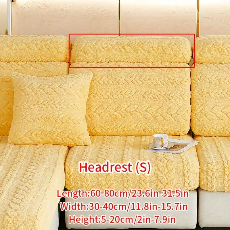 Wheat Sheaf Pattern Plush Sofa Cover, Cat Scratch Resistant, Elastic Fit for 1-4 Seater Sofas, Non-Slip, Machine Washable, Ideal for Multiple Rooms