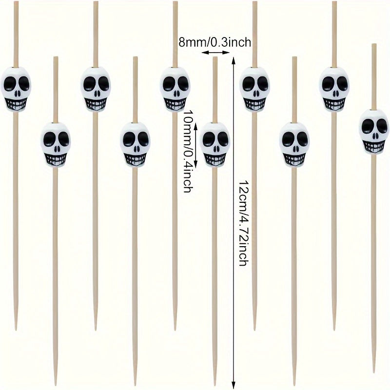 50 Halloween skull cocktail picks for party decoration and appetizers.