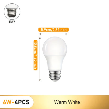 6W 220V E27 LED harakat sensorli lampochka bir nechta qadoqlash spetsifikatsiyalari bilan. Qorong'ilikda foydalanish uchun infraqizil aniqlashga ega aqlli LED lampasi.