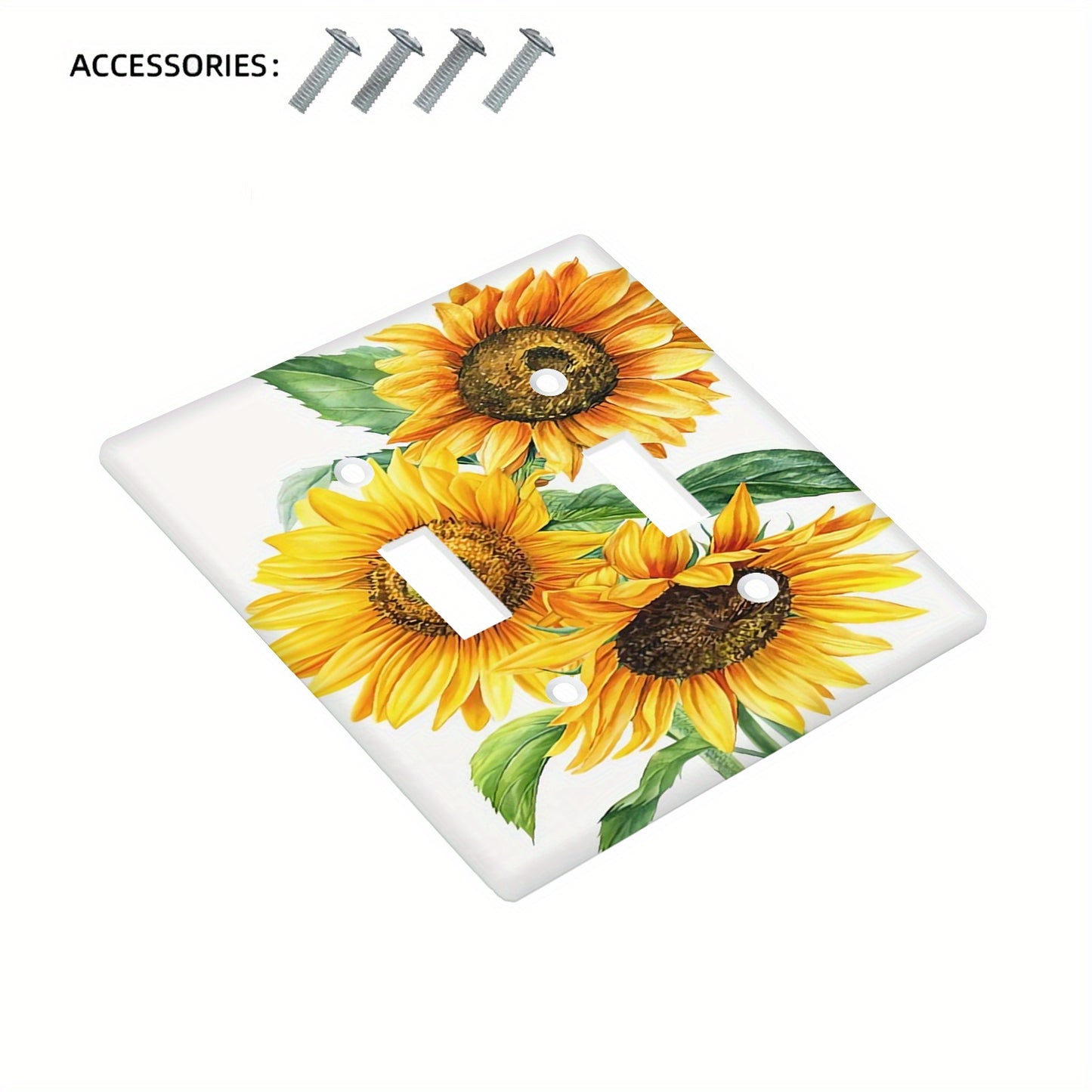 Watercolor sunflowers print light switch plate covers with small light for 1 or 2 gang switches.