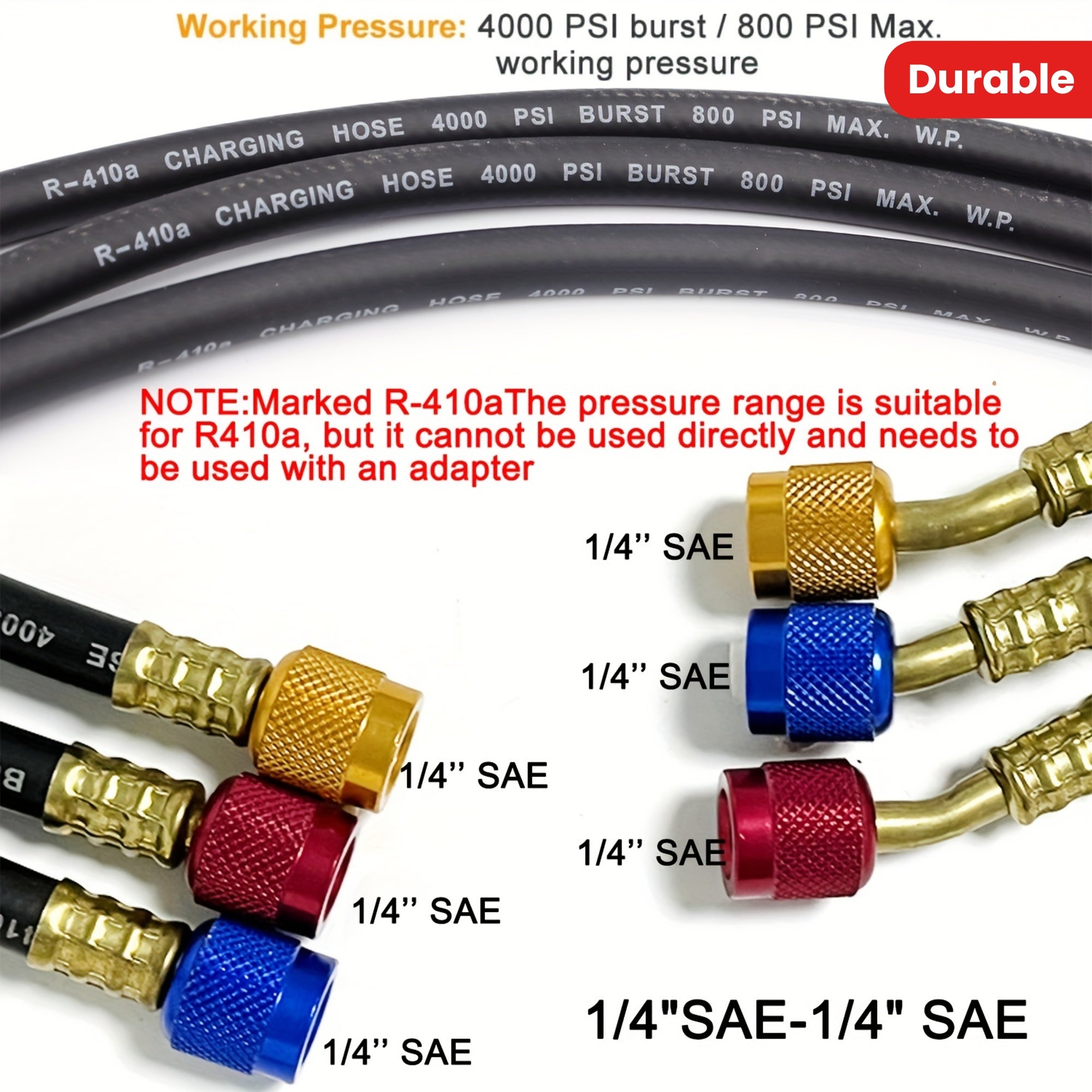 The Mythtiger R410A High Pressure Refrigerant Charging Hose Set with Adapter is a must-have for car air conditioning maintenance. This HVAC Fluoride Filling Pipe is a convenient pressure tool accessory made of durable plastic and stainless steel