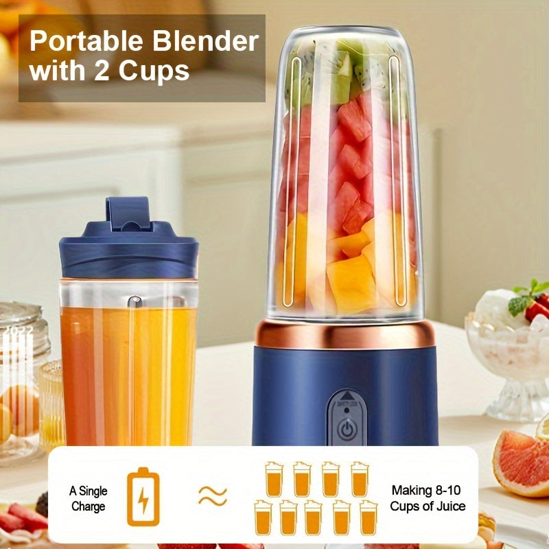 Small, portable juicer cup with 40W power. Can squeeze fruit, mix food, crush ice. Multi-function product.