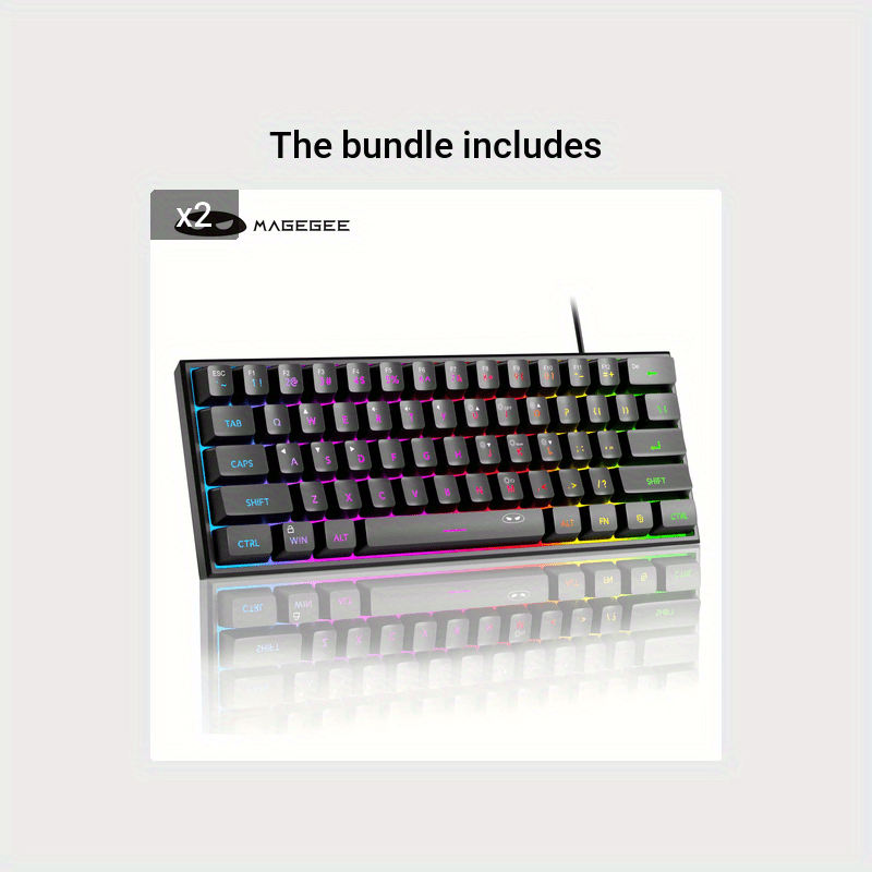 TS91 Mini 60% gaming/office keyboard with wired RGB backlit, compatible with Windows, Mac, and laptops.