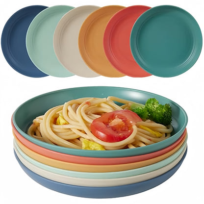 6 unbreakable deep dinner plates, 19.81 cm in size, dishwasher and microwave safe, BPA-free.