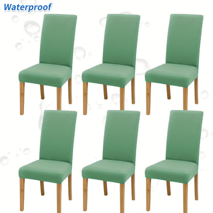 4-6pcs Stretch Milk Fiber Chair Covers with Water-Resistant Elastic Bands, Machine Washable, 92% Polyester 8% Spandex Fabric, 140-160g Weight. Ideal for Home and Restaurant Decoration.