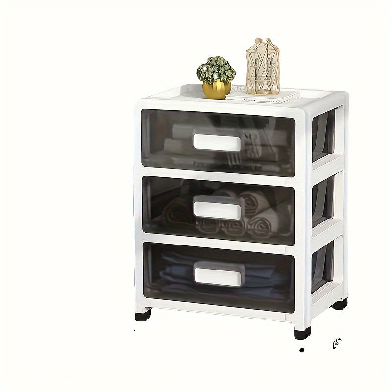 Assembly Required Transparent Plastic Storage Cabinet with Casters for Office File and Supplies Organization Under-Desk.