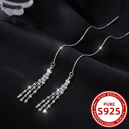 These stylish dangling earrings for women feature lip chain tassels and are crafted in 925 silver, weighing 1.4g. Perfect for everyday wear, special occasions, vacations, or as thoughtful gifts for friends or besties.