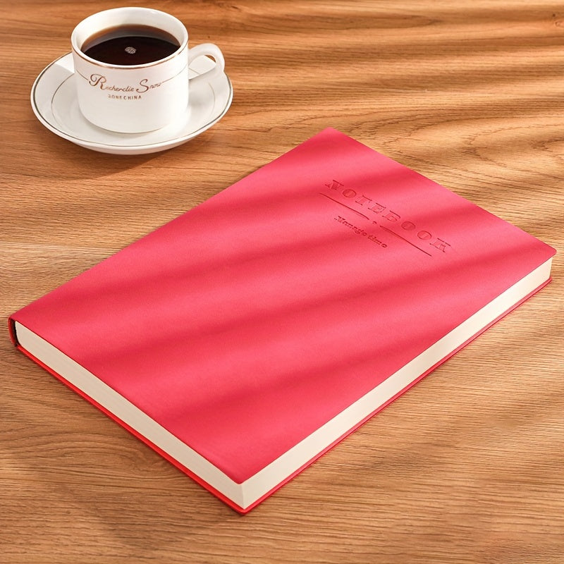 Personalized squared ruled soft leather notebook with bookmark is ideal for business meetings and academics.