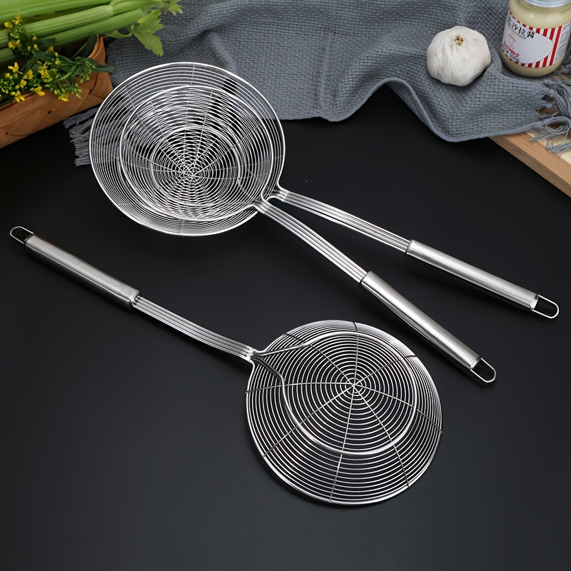 Stainless Steel Wire Skimmer Ladle with Handle - Perfect for Frying and Cooking in the Kitchen