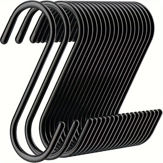 10pcs durable black metal S-shaped hooks for hanging plants, wardrobe, garden & kitchen accessories