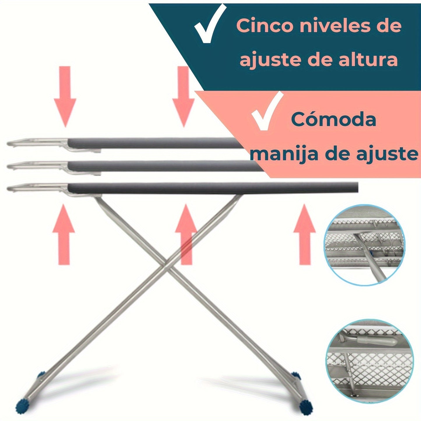 Adjustable Ironing Board with Stand, Space-Saving Design, 119.99 x 38.0 cm - Foldable for Convenient Storage, Made with Durable Alloy Steel