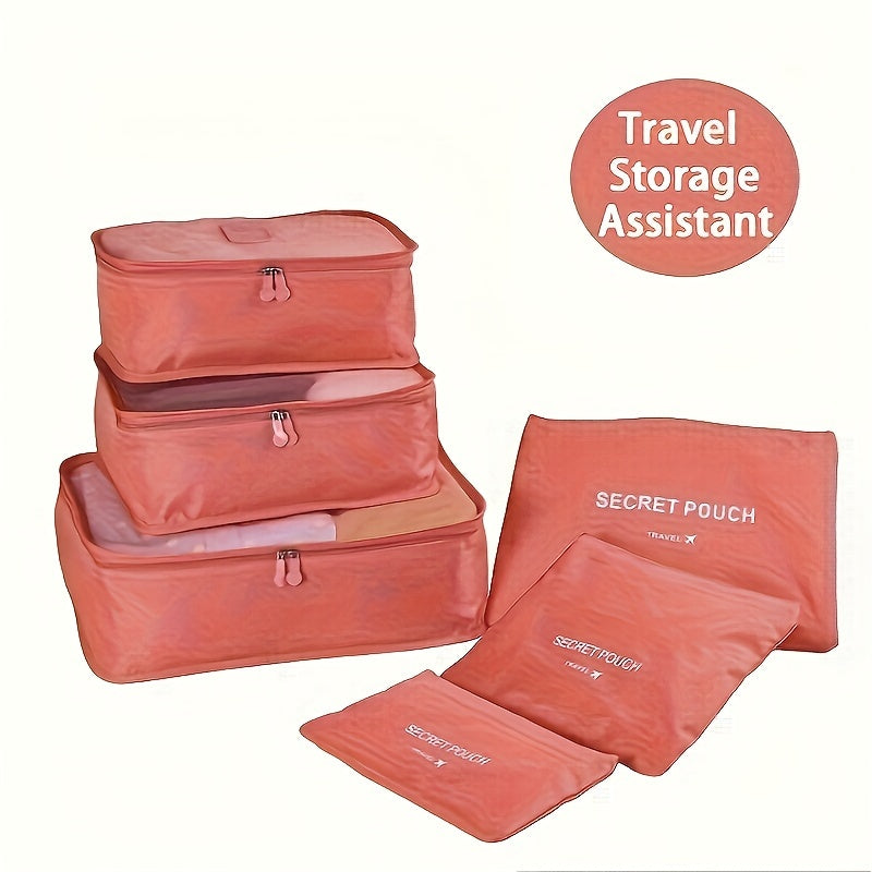 6-piece travel organizer for simple and lightweight storage, dustproof luggage bag ideal for hotels.