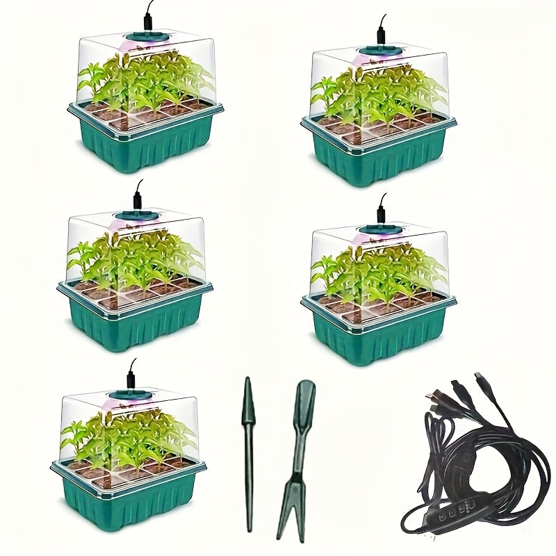 80% of seed germination kits include a growth tray with LED bulbs for indoor gardening of seedlings, microgreens, wheatgrass, etc. Can be used for soil or hydroponics with drainage holes.