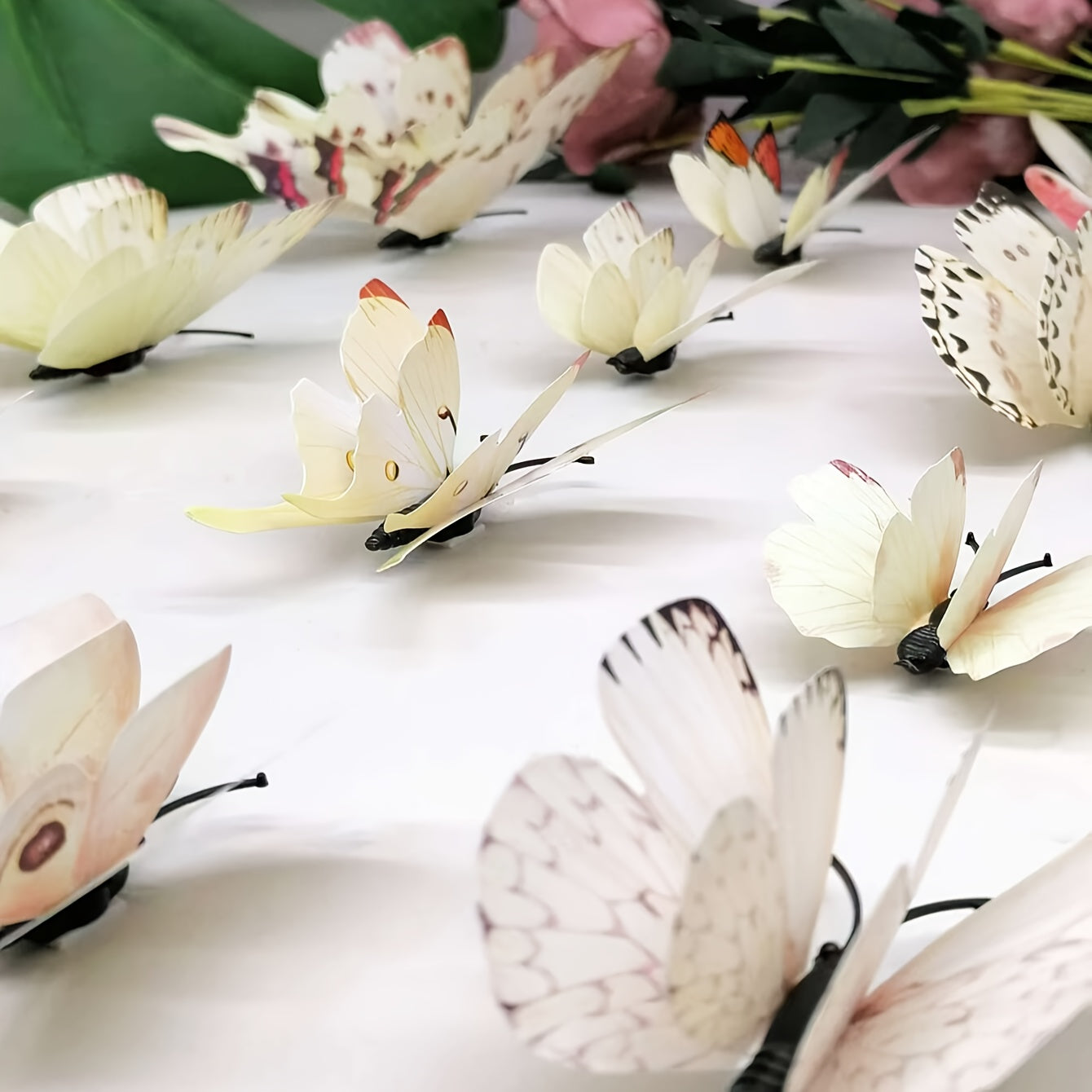 12pcs of vibrant 3D butterfly wall decals in blue shades, double-layer design, removable and self-adhesive stickers for home decor, parties, and weddings. Made of paper, these butterfly decorations are perfect for adding a touch of nature to your living