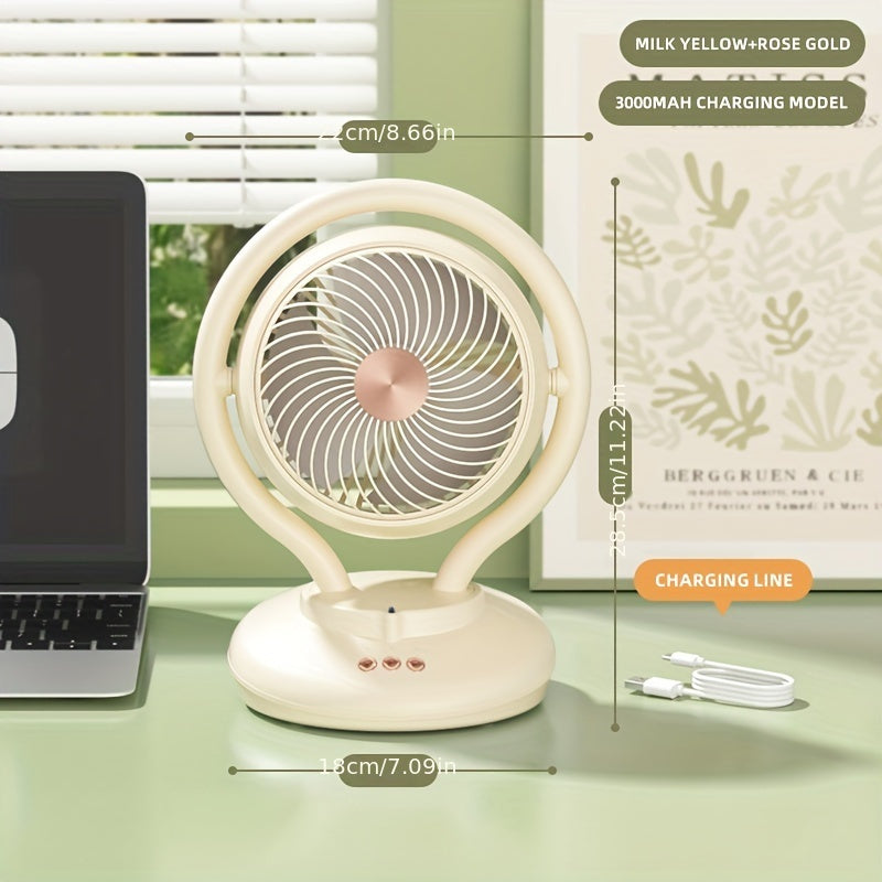 Convenient Portable Fan with Oxygen Ion Air Purification, Timer Function, Adjustable 3 Speeds, Ideal for Home, Dorm, Office - Available in Rechargeable and Battery Models. Great for Cooling Anywhere!