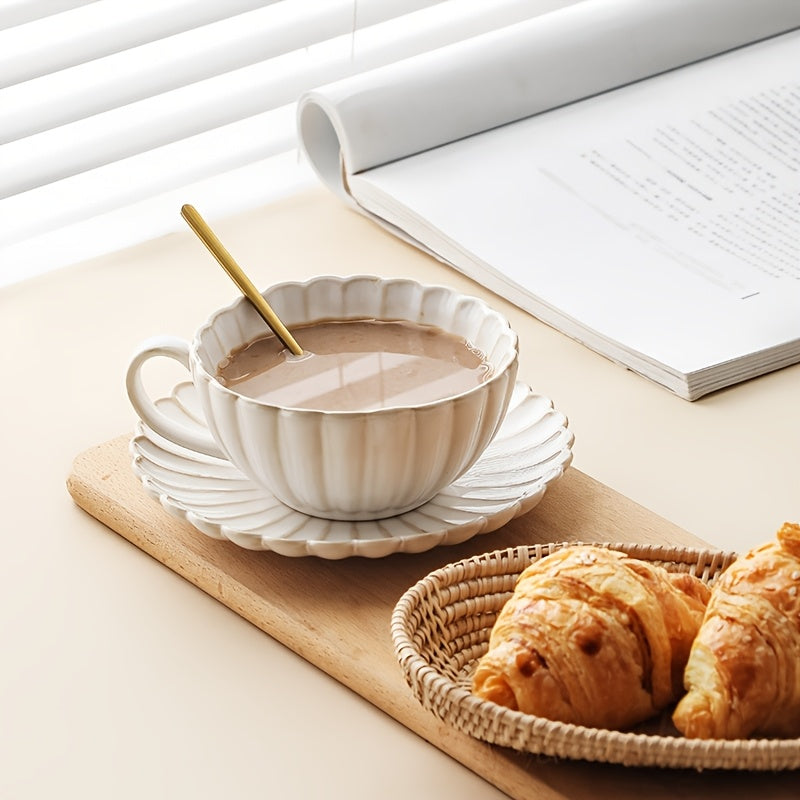 Elegant Ceramic Teacup & Saucer Set, Ideal for Tea Parties, Garden Gatherings, and Gifts