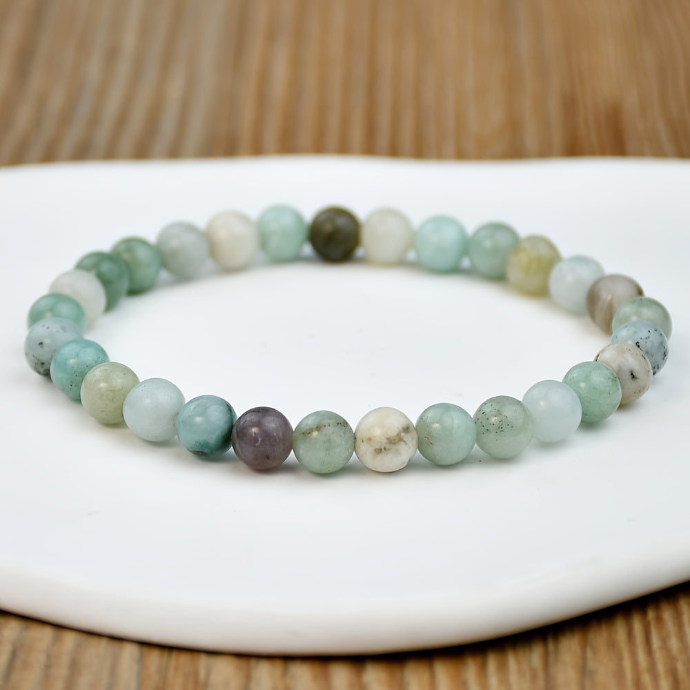 Set of 4 Bracelets made with Natural Amazonite Beads, Perfect for Boho Vacation Style, Ideal for May Birthdays, Unplated, Great for Everyday and St. Patrick's Day Wear