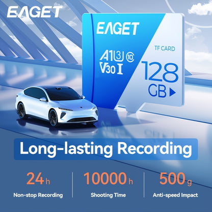 EAGET 128GB SD Card, V30, A1 Class 10, High-Speed, Long-lasting, Compatible with Multiple Devices, Ideal Gift for Birthday/Easter/Boy/Girlfriend