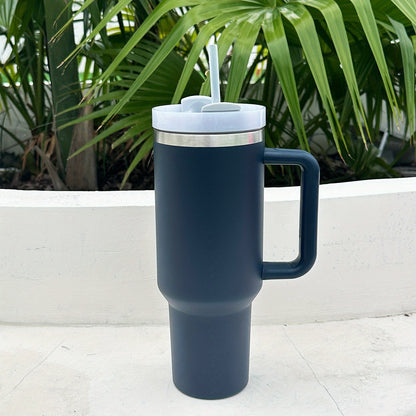 1 40oz Stainless Steel Double Wall Tumbler with Lid, Handle, Heavy Duty Water Bottle, Summer Drinkware & Kitchen Item.