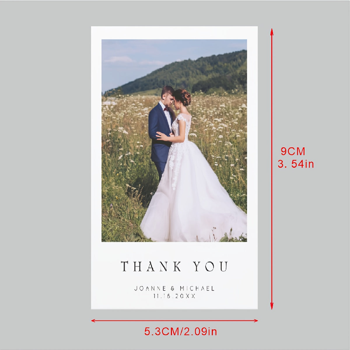 Personalized Wedding Thank You Cards - Set of 60, Add Your Own Photo, Name & Date, Elegant Matte Finish, Ideal for Celebrating Anniversaries & Everyday Gratitude.