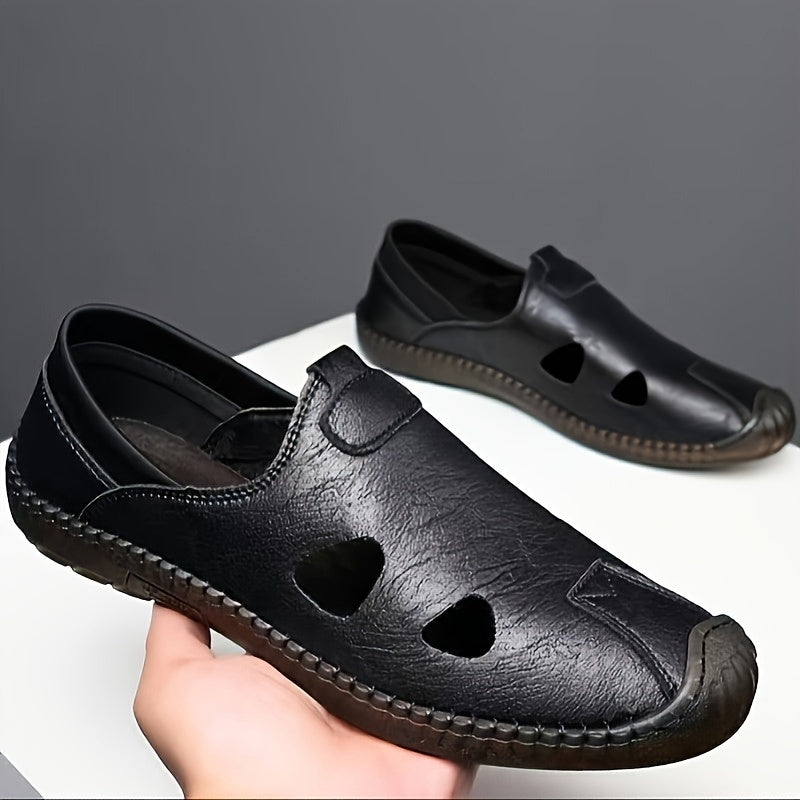 Breathable slip-on sandals for plus size men, perfect for outdoor activities.