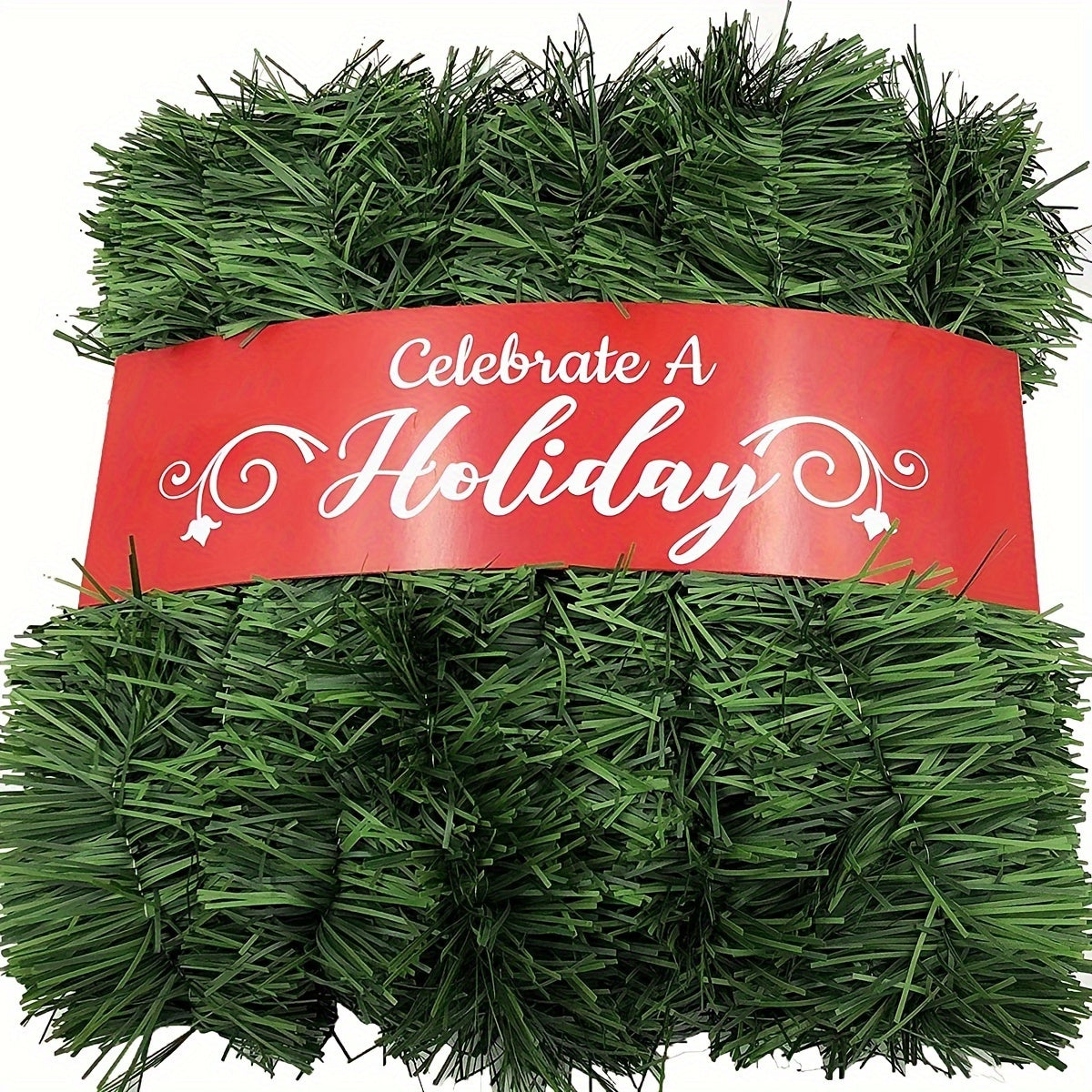 1 piece of a 15.24 meter Christmas wreath, made of artificial pine with soft green plants. Perfect for decorating holiday weddings, parties, both indoors and outdoors. Ideal for Christmas and Thanksgiving decorations.