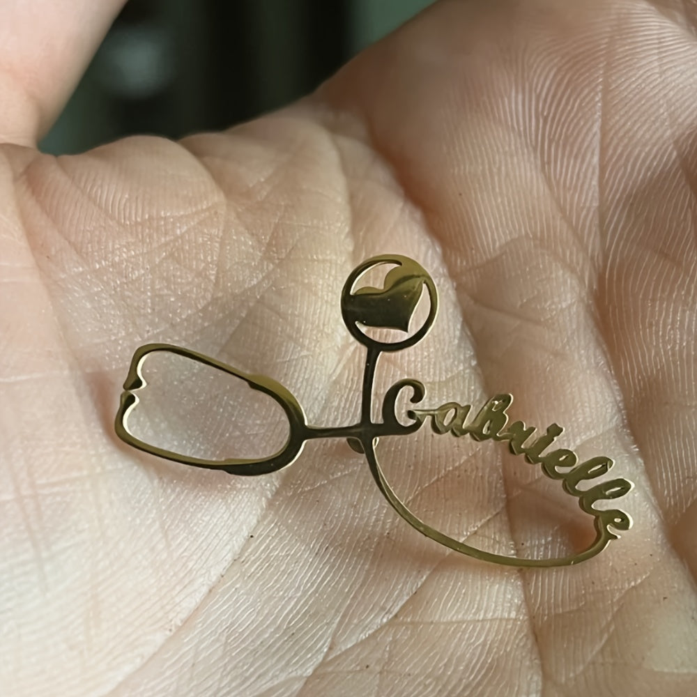 Pamper Yourself with a Custom Stainless Steel Name Badge Holder featuring a Heart Design - Perfect for Nurses, Graduates, and those into Boho/Minimalist Fashion - Great for Parties and Gift-Giving Purposes