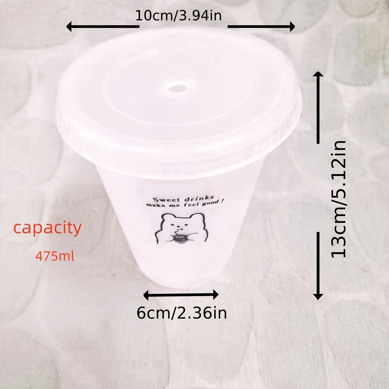 Katta sig'imli ayiq va sevgi naqshli qahva stakani, qalamcha bilan - qayta ishlatiladigan va sindirilmaydigan plastik tumbler, barcha mavsumlar uchun, yoz uchun mukammal.