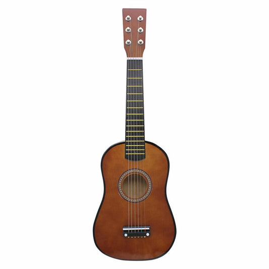 Coffee brown 23-inch mini acoustic guitar ideal for youngsters and beginners.