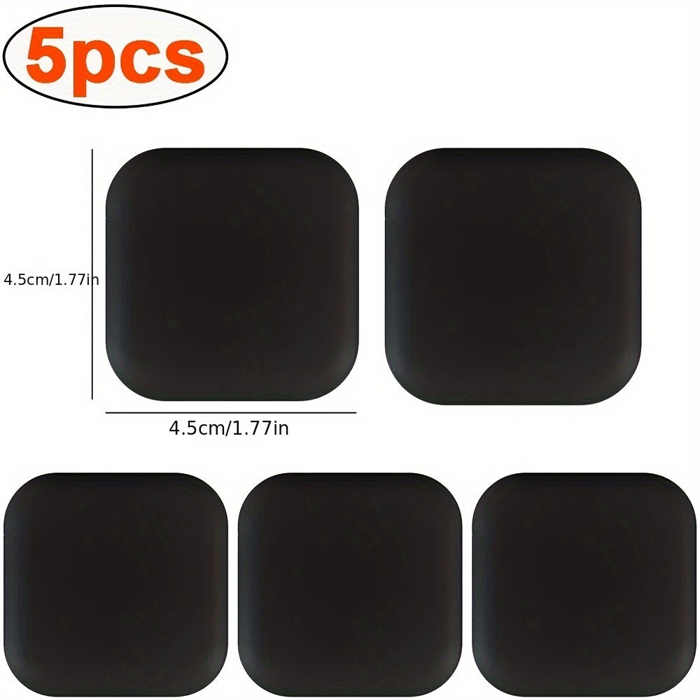 5 silicone door stopper pads in white, grey, and black for quiet, shockproof protection on doors and handles.