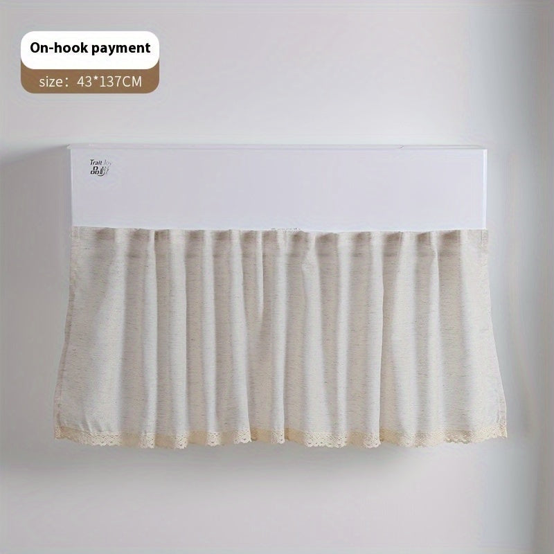 Effortless Installation, Drill-Free Vertical Air Conditioner Windshield Curtain - Beige, 51"x190cm, Insulates and Blocks Cold Airflow for Living Room and Bedroom.