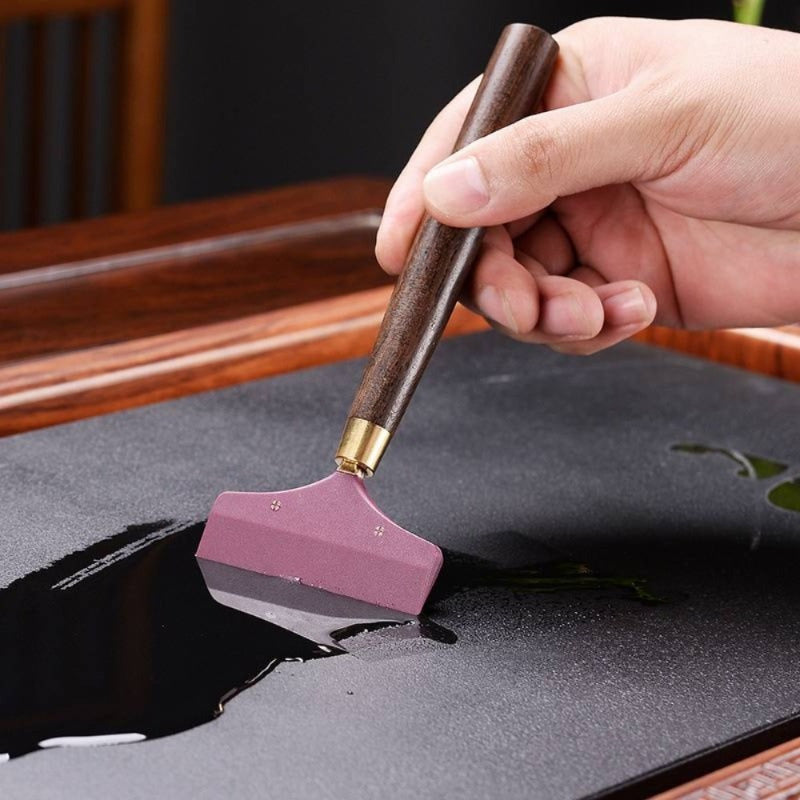 Kung Fu Tea Set Accessories - Includes 1 Piece Large Ebony Tea Tray Wiper, Tea Scraper, Tea Brush, and Water Scraper