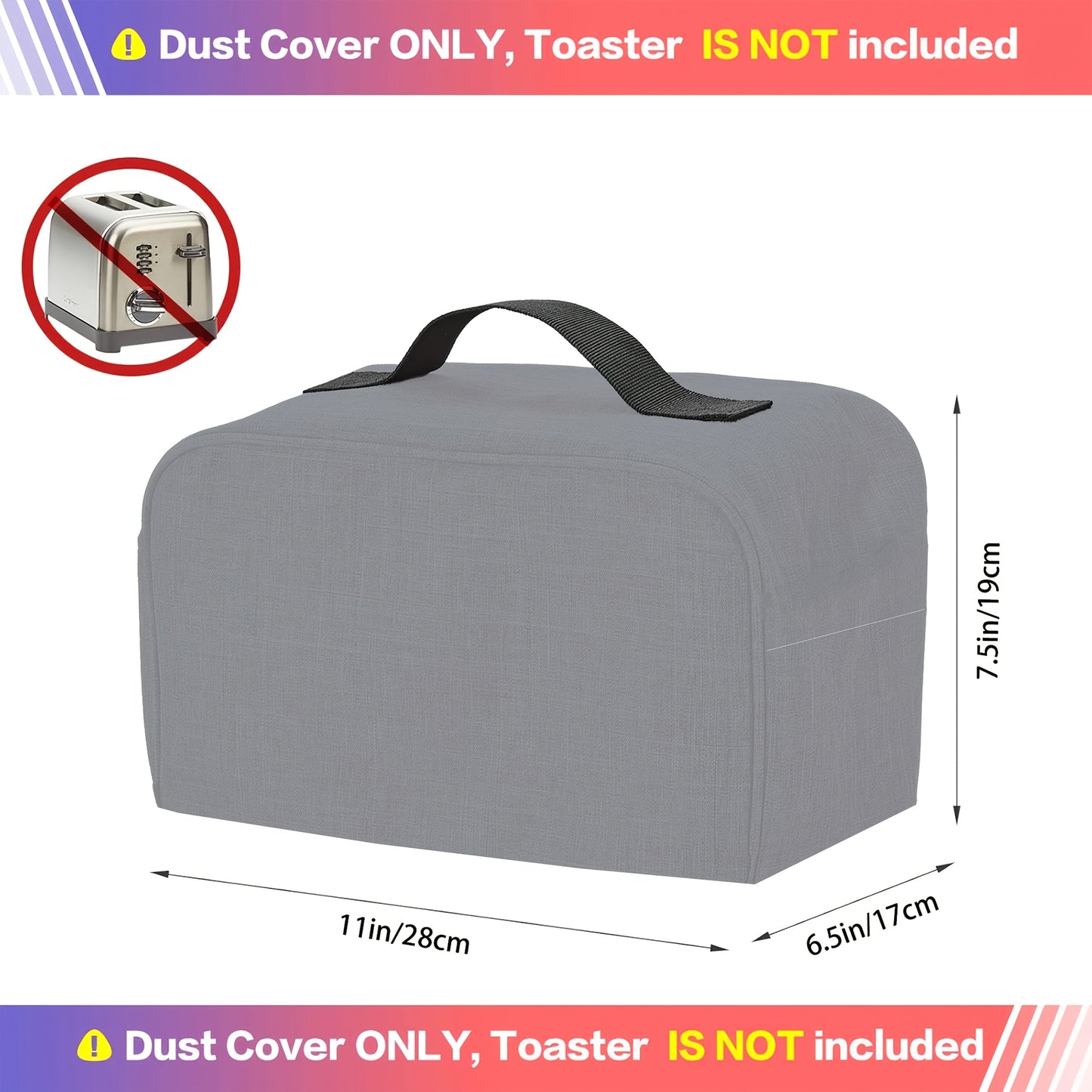 Protect your Cuisinart 2/4 slice toaster with this waterproof and dustproof gray cover. Features a pocket for storing jam spatula and toaster tongs. Cover fits only Cuisinart toasters.